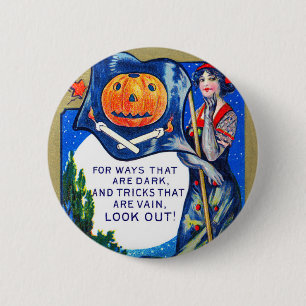 Fallende Ausblicke Halloween-Zeit Button