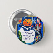 Fallende Ausblicke Halloween-Zeit Button (Vorne & Hinten)