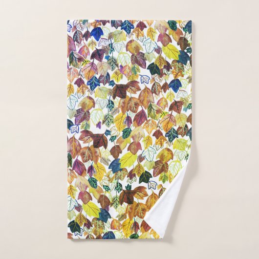 Fallende Blätter Aquarellmuster Golden Badhandtuch Set (Handtuch)