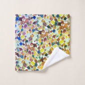 Fallende Blätter Aquarellmuster Golden Badhandtuch Set (Waschlappen)