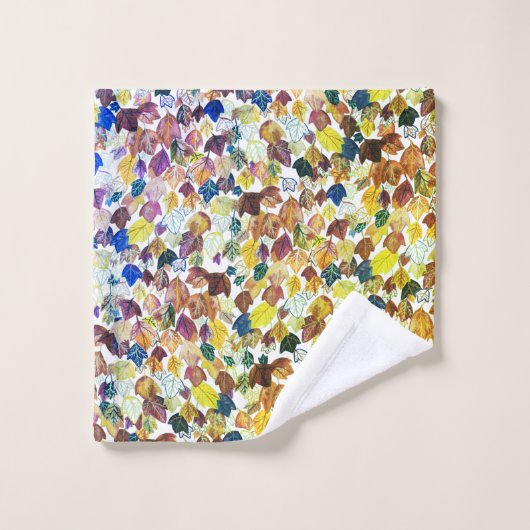 Fallende Blätter Aquarellmuster Golden Badhandtuch Set (Waschlappen)
