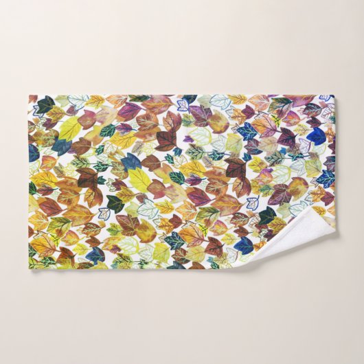 Fallende Blätter Aquarellmuster Golden Badhandtuch Set (Handtuch)