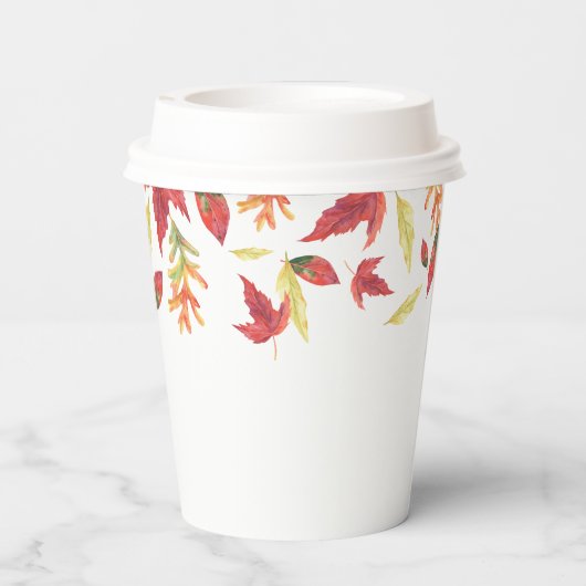 Fallende Blätter Babydusche Pappbecher (Rückseite)