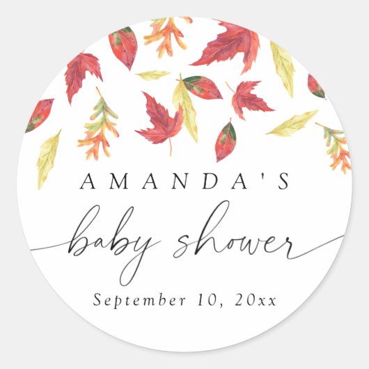 Fallende Blätter Babydusche Runder Aufkleber (Vorderseite)