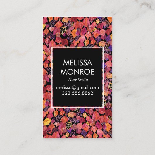 Fallende Blätter Blätter illustrierte Wasserfarbe Visitenkarte (Rückseite)