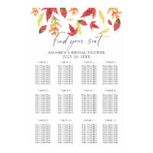 Fallende Blätter Brautparty-Sitzkarte