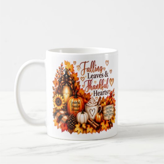 Fallende Blätter & Dankbare Herzen | Cozy Herbst-T Kaffeetasse (Links)