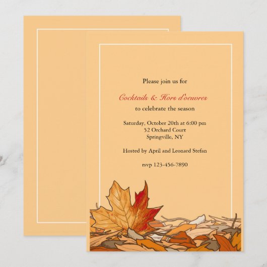Fallende Blätter der Herbsteinladung Einladung (Vorne/Hinten)