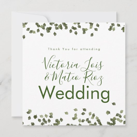 Fallende Blätter fallen Herbst Danke Hochzeit (Vorderseite)