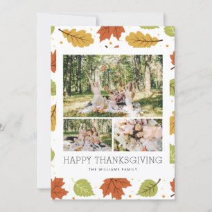 Fallende Blätter Foto Glückwunschkarte Thanksgivin Feiertagskarte