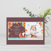 Fallende Blätter Fox Foto Einladung (Stehend Vorderseite)