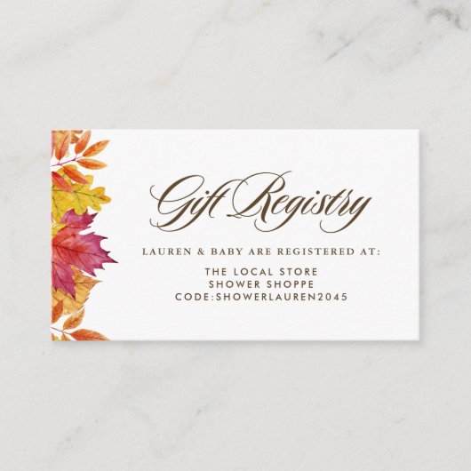 Fallende Blätter Garland Autumn Baby Shower Regist Begleitkarte (Vorderseite)