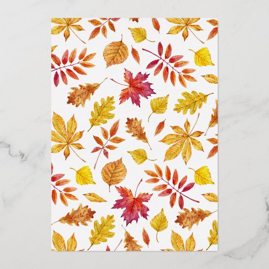 Fallende Blätter Garland Herbst Brautparty Folieneinladung (Rückseite)