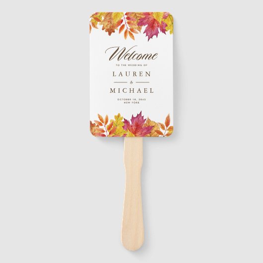 Fallende Blätter Garland Herbst Hochzeitsprogramm Fächer (Vorderseite)