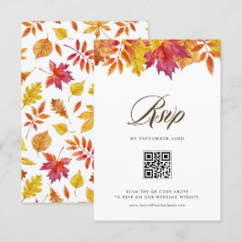 Fallende Blätter Garland Herbsthochzeit QR-Code RSVP Karte