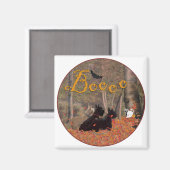 Fallende Blätter Halloween Scotties Magnet (Vorderseite/Rückseite)
