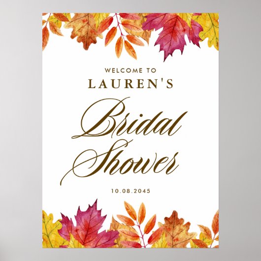 Fallende Blätter Herbst Brautparty Willkommen Poster (Vorne)