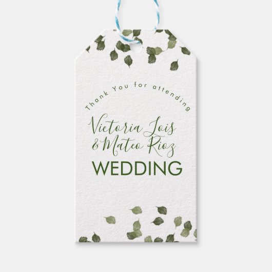 Fallende Blätter Herbst Grüne Danke Geschenkanhänger (Vorderseite)