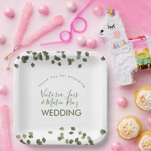 Fallende Blätter Herbst Grüne Danke Pappteller (Party)