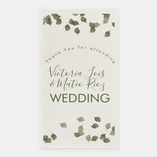 Fallende Blätter Herbst Grüne Danke Serviette (Vorderseite)