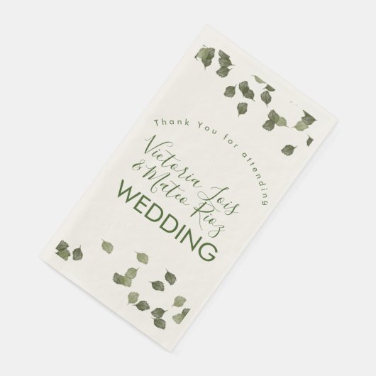 Fallende Blätter Herbst Grüne Danke Serviette (Ecke)