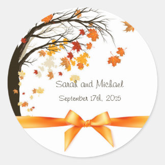 Fallende Blätter Herbst Herbst Hochzeiten Umschlag Runder Aufkleber
