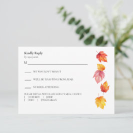 Fallende Blätter Herbst Moderne Hochzeitreaktion, RSVP Karte
