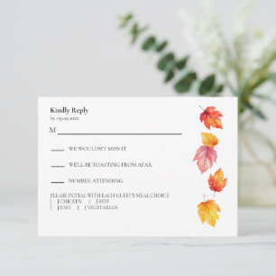 Fallende Blätter Herbst Moderne Hochzeitreaktion, RSVP Karte