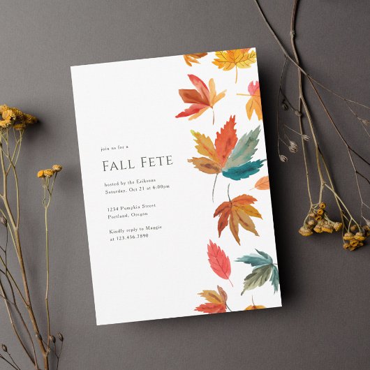 Fallende Blätter Herbst Party Einladung