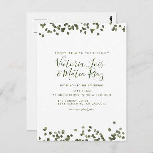 Fallende Blätter Herbst Rustikale Hochzeit Postkarte (Vorne/Hinten)