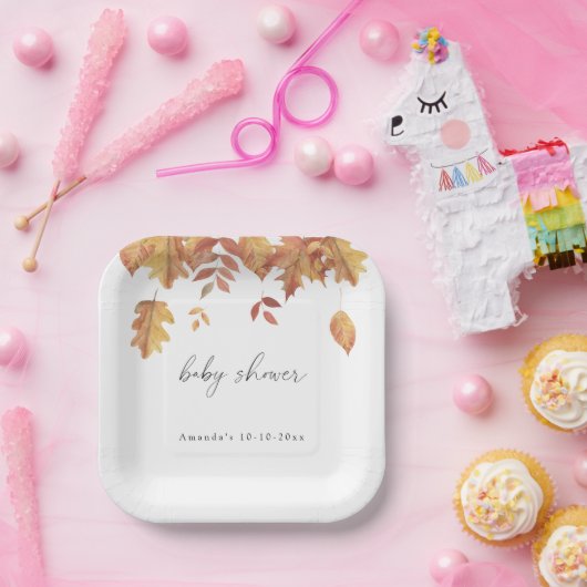 Fallende Blätter Herbstbrause Pappteller (Party)