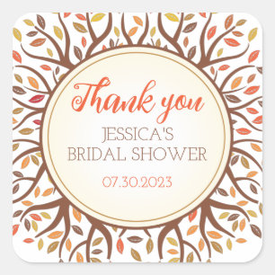 Fallende Blätter Herbstfallen Brautparty Quadratischer Aufkleber