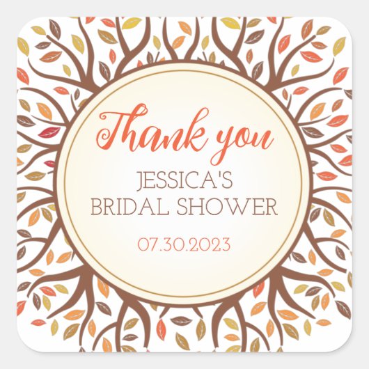 Fallende Blätter Herbstfallen Brautparty Quadratischer Aufkleber (Vorderseite)