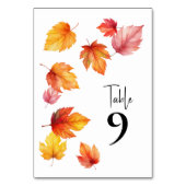Fallende Blätter Herbsthochzeiten Tischnummern, Tischnummer (Vorderseite)