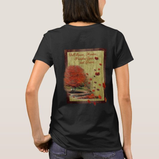 Fallende Blätter Herbstlandschaft T-Shirt (Rückseite)