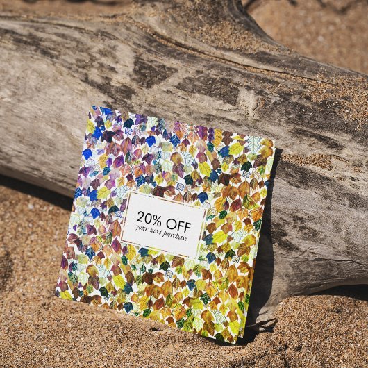 Fallende Blätter illustrierte Aquarellfarben farbi Rabattkarte