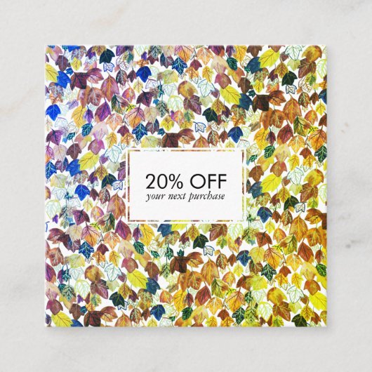 Fallende Blätter illustrierte Aquarellfarben farbi Rabattkarte (Vorderseite)