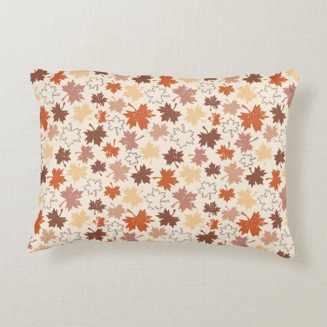 Fallende Blätter im natürlichen Erdherbstdesign Dekokissen (Rückseite)