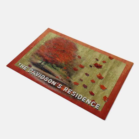 Fallende Blätter Landschaft Fußmatte (Schrägansicht)