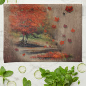 Fallende Blätter Landschaft Geschirrtuch (Gefaltet)