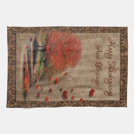 Fallende Blätter Landschaft Geschirrtuch (Horizontal)