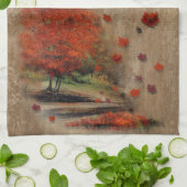 Fallende Blätter Landschaft Geschirrtuch (Gefaltet)