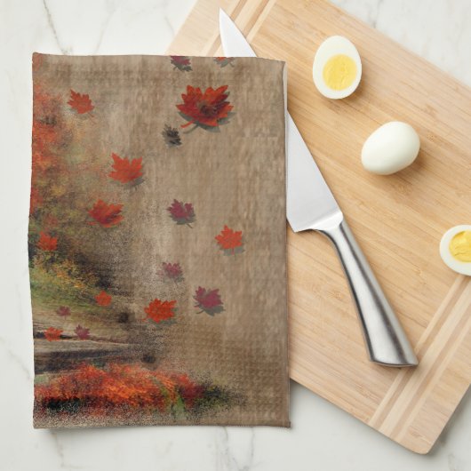 Fallende Blätter Landschaft Geschirrtuch (Viertel Falte)