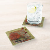 Fallende Blätter Landschaft Glasuntersetzer (Schrägansicht)