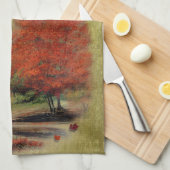 Fallende Blätter Landschaft Küche Handtuch (Viertel Falte)