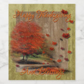 Fallende Blätter Landschaft Weinetikett (Einzelnes Label)