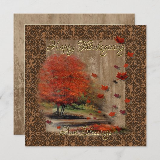 Fallende Blätter Landschaftsflachkarte (Vorne/Hinten)