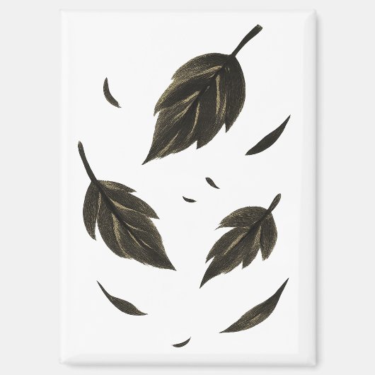 Fallende Blätter - Minimalistische Tinte Magnet (Vorderseite)