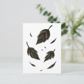 Fallende Blätter - Minimalistische Tinte Postkarte (Stehend Vorderseite)
