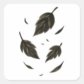 Fallende Blätter - Minimalistische Tinte Quadratischer Aufkleber (Vorderseite)